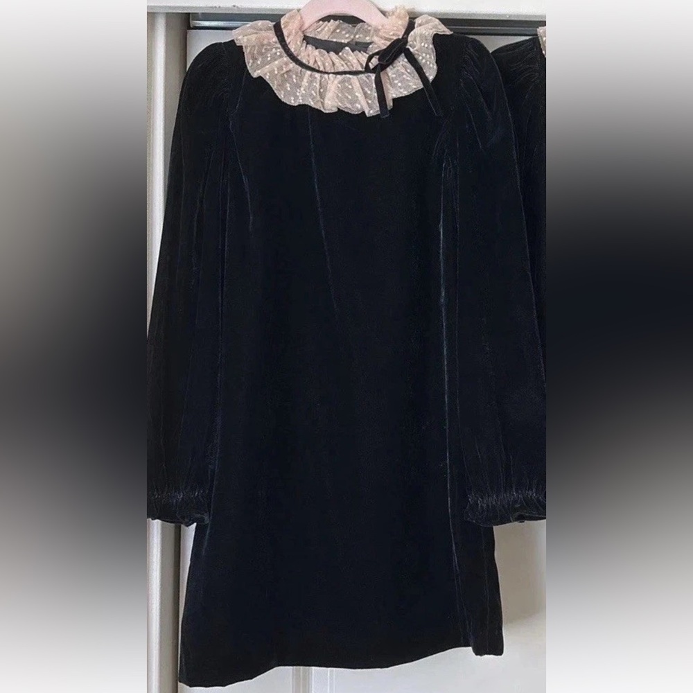 Janie and Jack Black Velvet Dress with Cream Collar